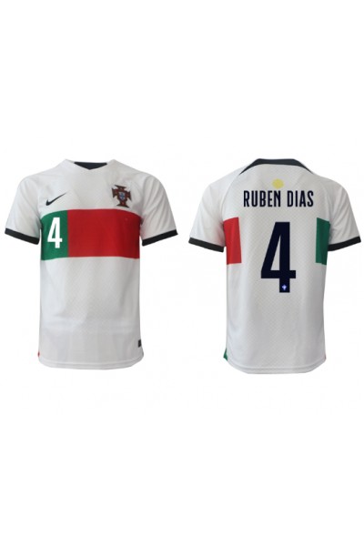 Portugali Ruben Dias #4 Jalkapallovaatteet Vieraspaita MM-kisat 2022 Lyhythihainen
